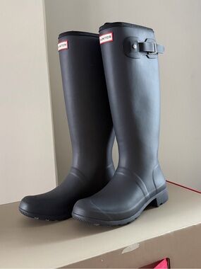 Hunter Matte Original Tour Knee-High Rain Boots with Side Buckle